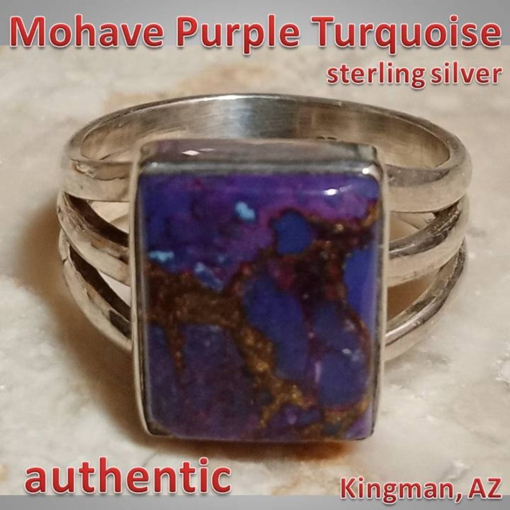 #7 AUTHENTIC Mohave Purple Turquoise sterling silver Ring sz 6